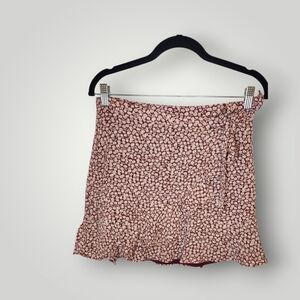 CB Skirt Women's MediumFaux Wrap A-Line Above Knee Red Floral size M